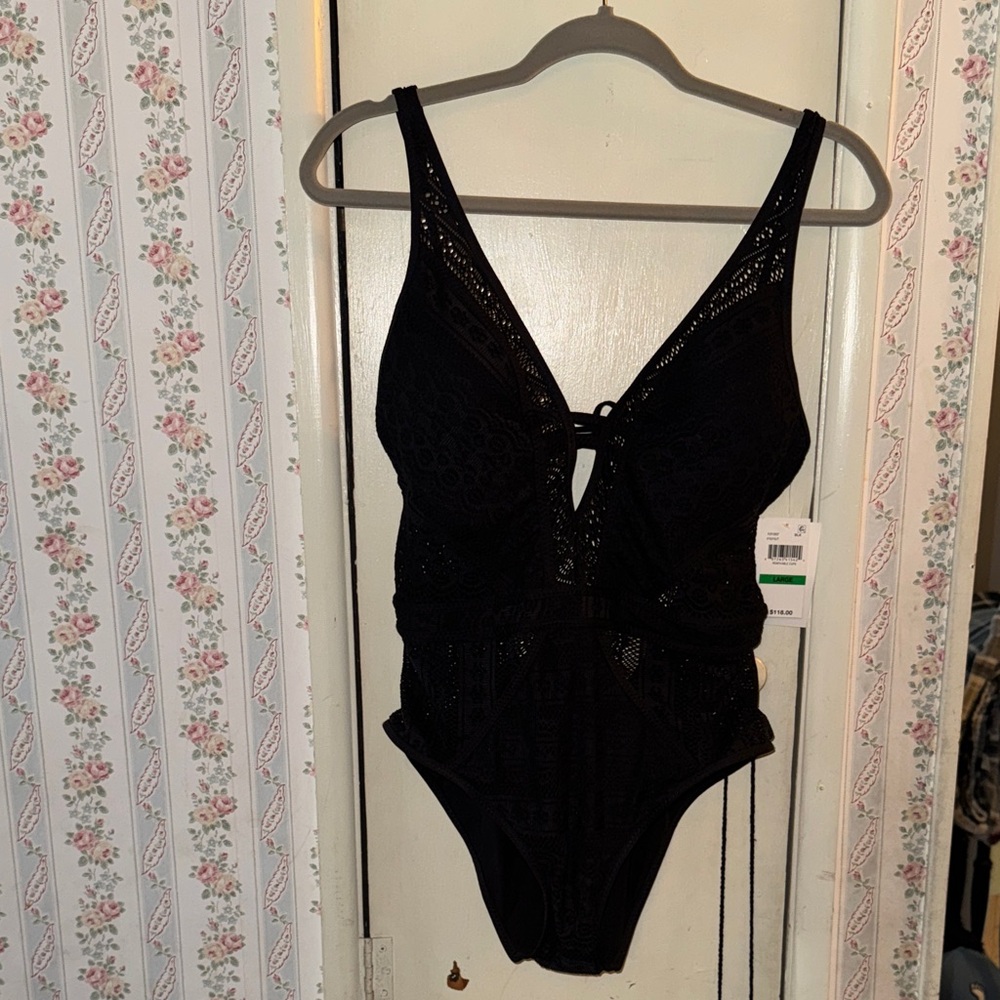 NWT Becca Sexy Black Lace Swimsuit